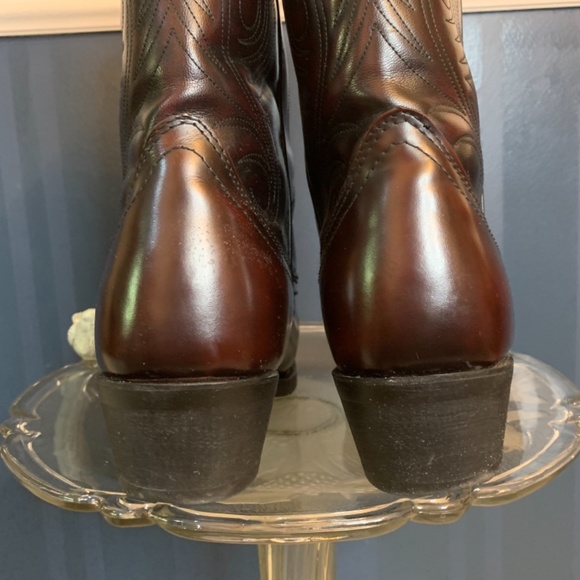 Men’s Chocolate Brown Leather Cowboy Boots Size 10D - Picture 5 of 10